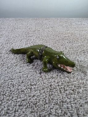 Green Enameled Alligator Trinket Box for Reptile Lovers